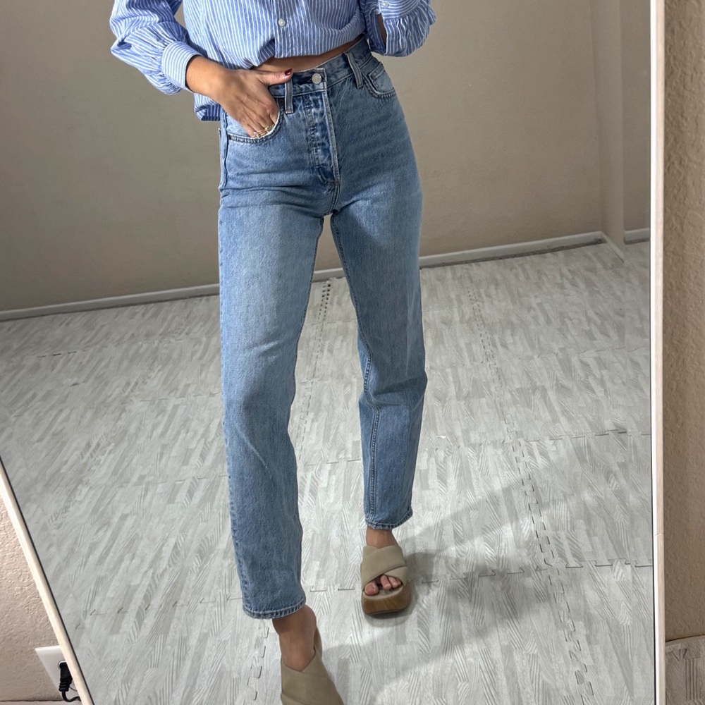 Aritzia Light Blue Straight Leg Jeans
